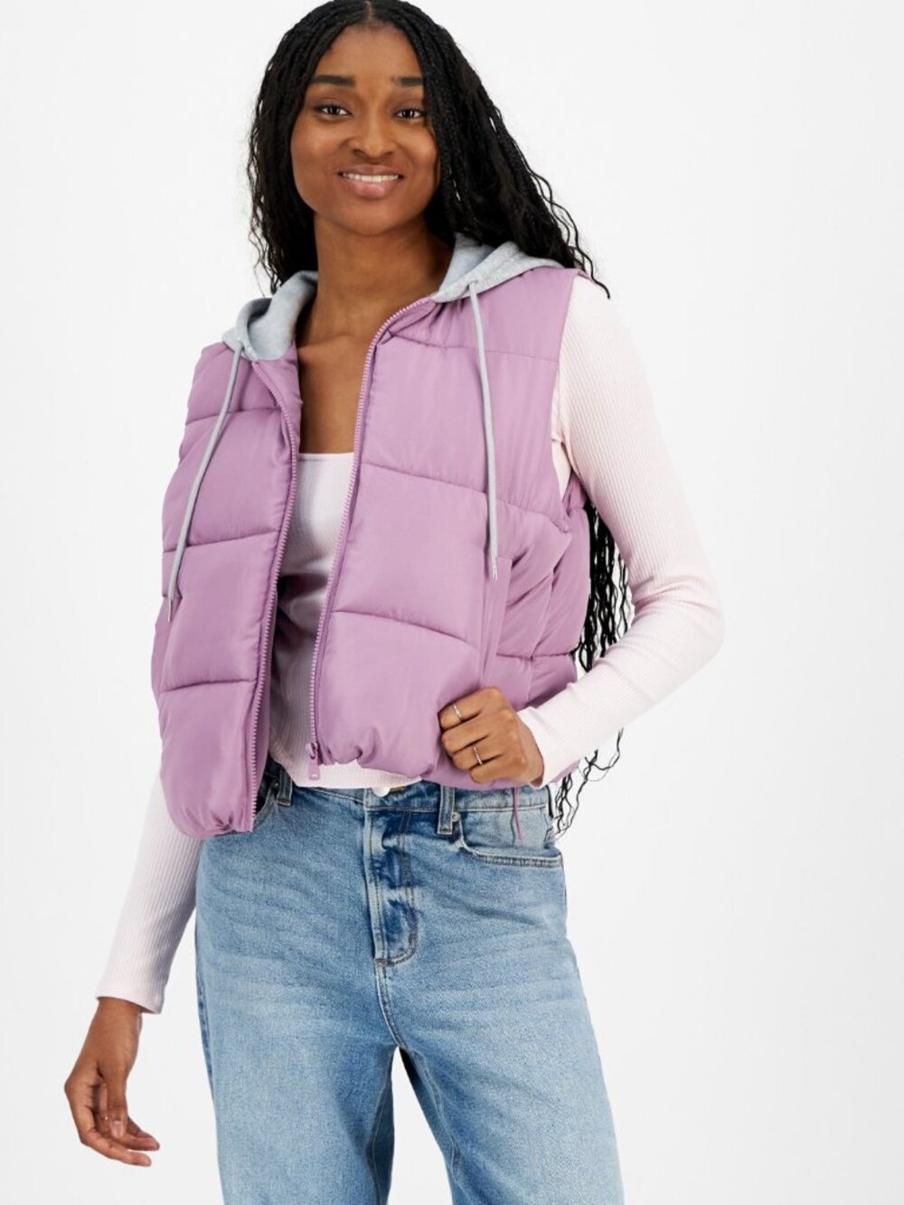 Madden Girl Juniors' Hoodie Puffer Vest Size L